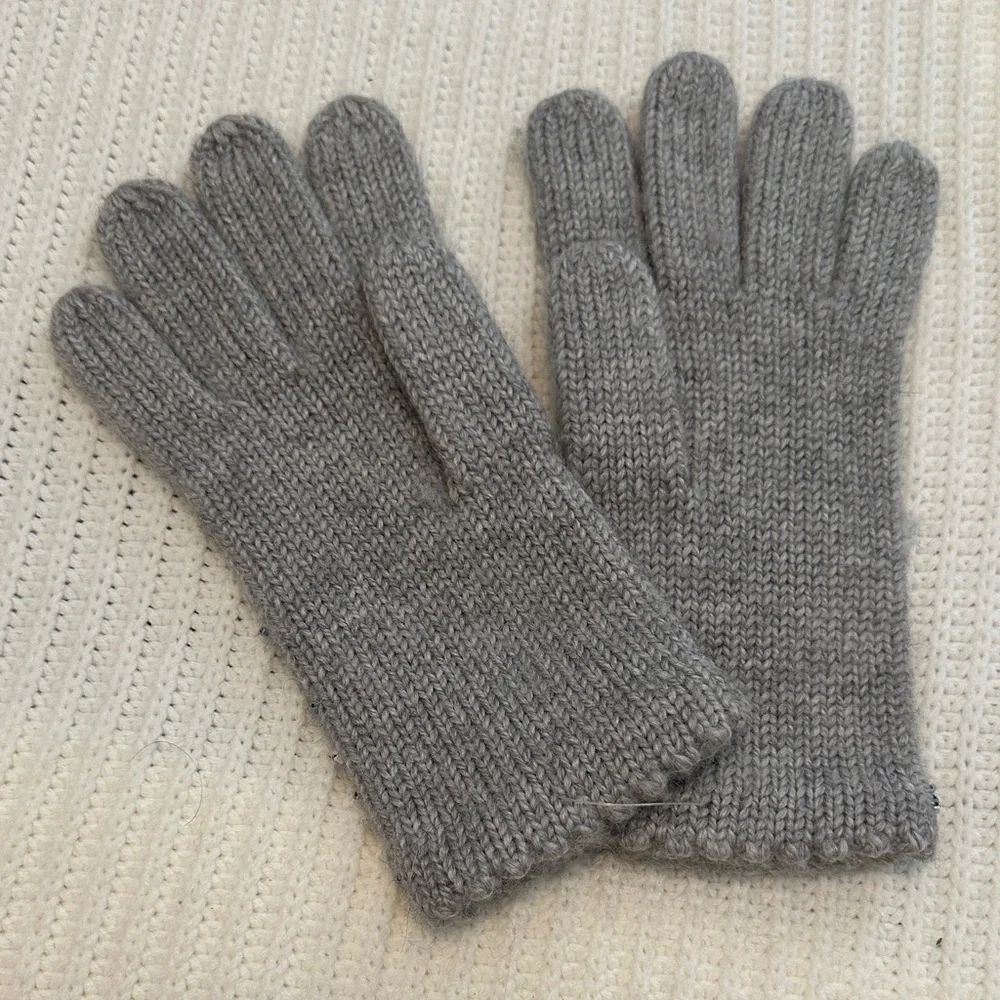 Talbots Gray Rhinestone Knit Gloves, Holiday Gift, NWT
